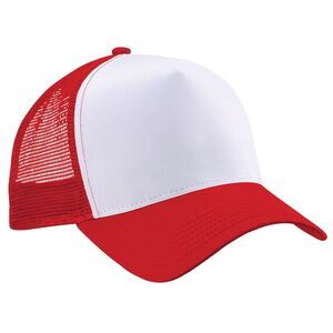 Beechfield Mens Half Mesh Trucker Cap/Headwear (Pack of 2) / Classic Red/White